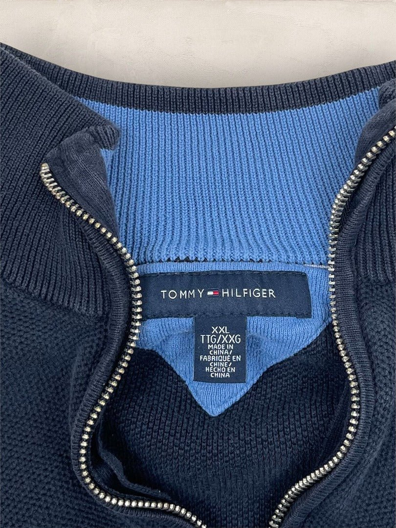 Pull 1/4 zip Tommy Hilfiger - Homme Xxl - Marine - Coton - Très bon état - Ts0229 - amifrip
