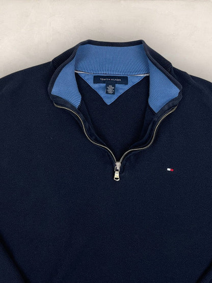 Pull 1/4 zip Tommy Hilfiger - Homme Xxl - Marine - Coton - Très bon état - Ts0229 - amifrip