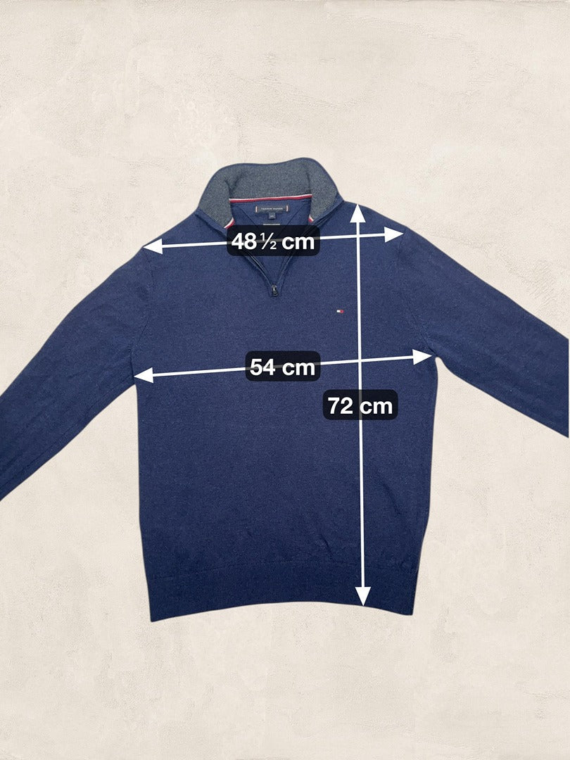 Pull 1/4 Zip Tommy Hilfiger - Homme Xxl - Marine - Laine - Ts0158 - amifrip