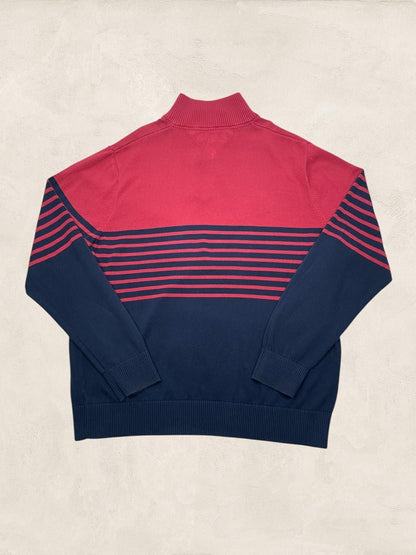Pull 1/4 Zip Tommy Hilfiger Homme Xxl Rouge Marine Très Bon État - Ts0164 - amifrip