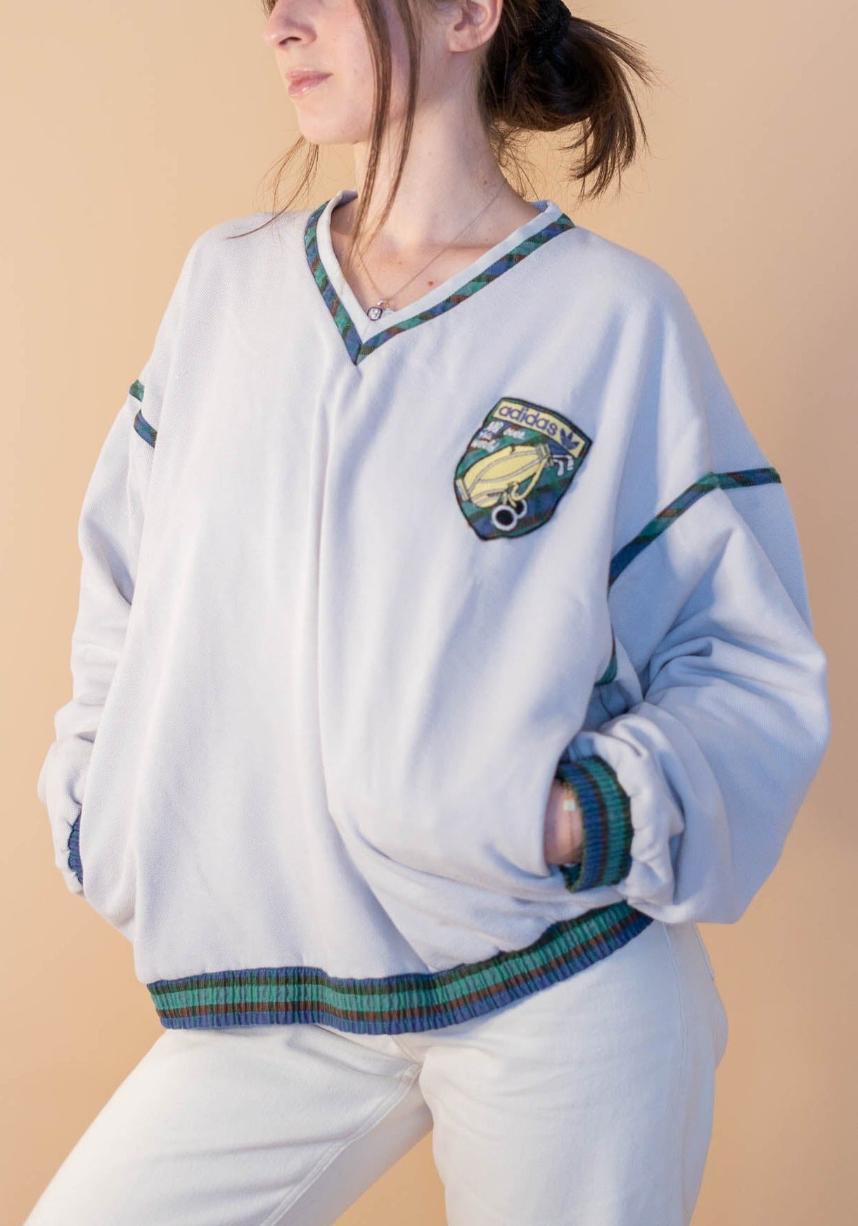 Pull Adidas Vintage Femme 851 - BLANC - L - amifrip - Friperie en ligne et vêtements vintage