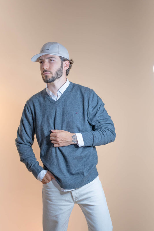 Pull Cachemire Tommy Hilfiger Homme 636 - GRIS - L - amifrip - Friperie en ligne et vêtements vintage