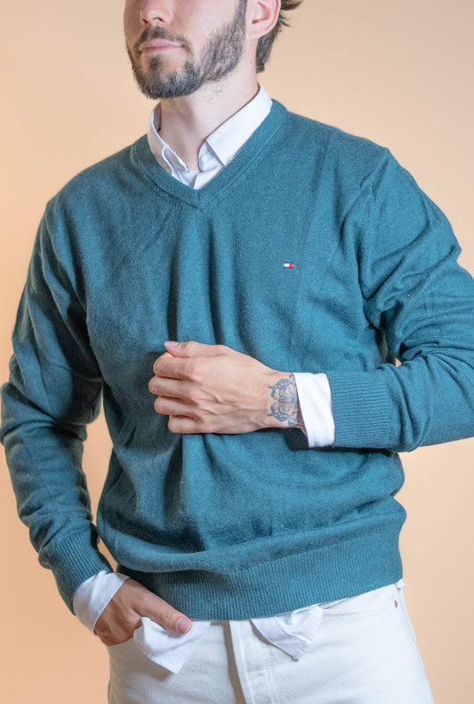 Pull Cachemire Tommy Hilfiger Homme 637 - VERT - L - amifrip - Friperie en ligne et vêtements vintage