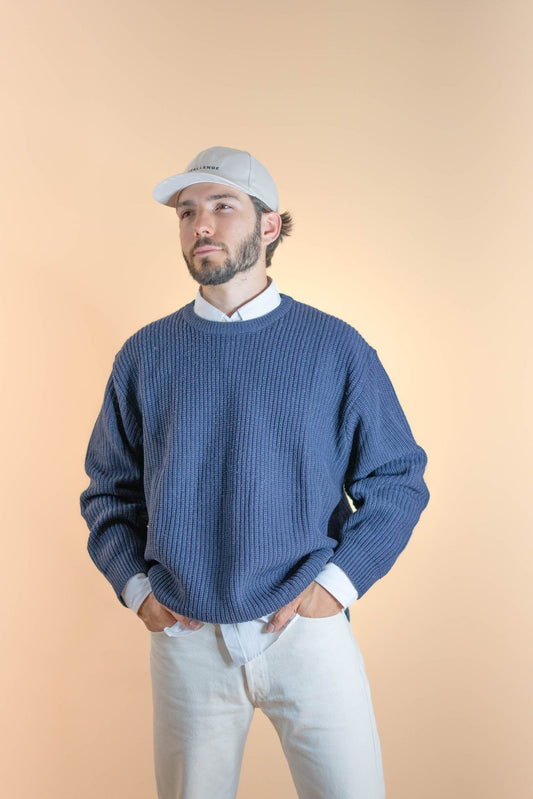 Pull Col Rond Homme Bleu 639 - BLEU - L - amifrip - Friperie en ligne et vêtements vintage