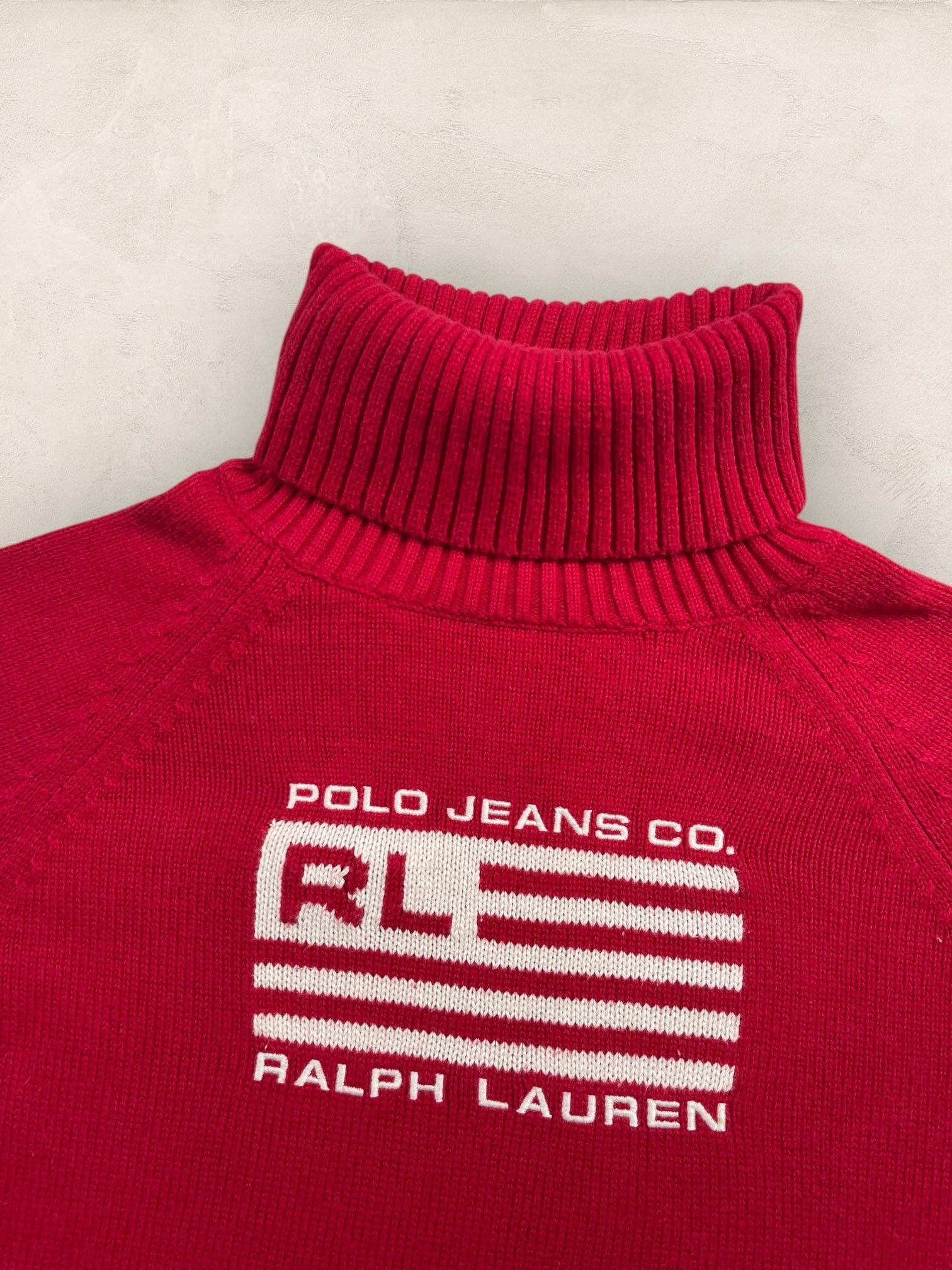 Pull col roulé Ralph Lauren Flag/Drapeau américain ref: 2582 - ROUGE - XS - amifrip - Friperie en ligne et vêtements vintage