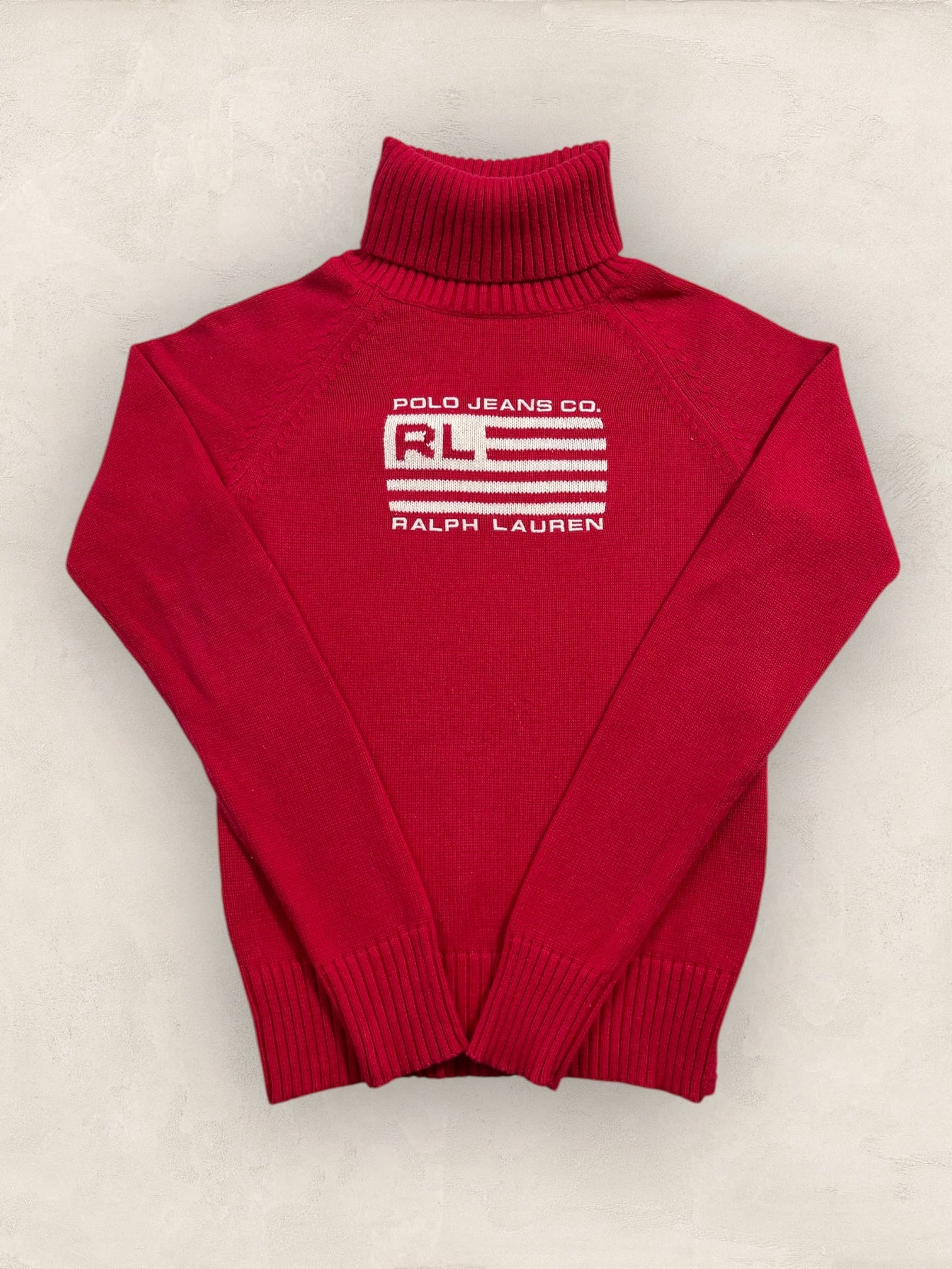 Pull col roulé Ralph Lauren Flag/Drapeau américain ref: 2582 - ROUGE - XS - amifrip - Friperie en ligne et vêtements vintage