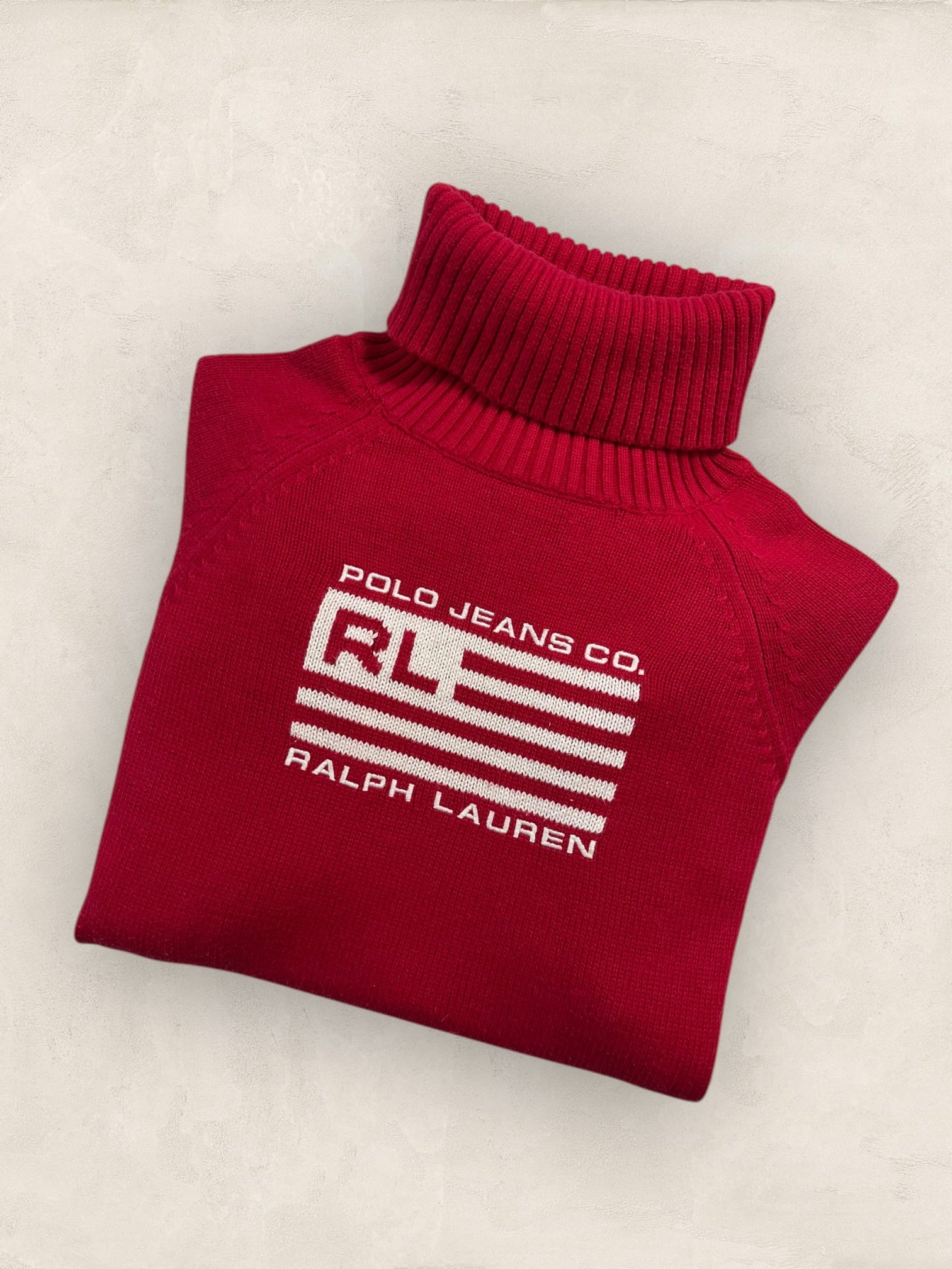 Pull col roulé Ralph Lauren Flag/Drapeau américain ref: 2582 - ROUGE - XS - amifrip - Friperie en ligne et vêtements vintage