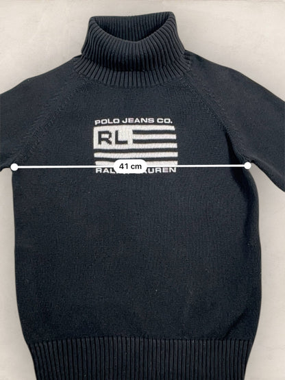 Pull col roulé Ralph Lauren Flag/Drapeau américain ref: 2586 - NOIR - L - amifrip - Friperie en ligne et vêtements vintage