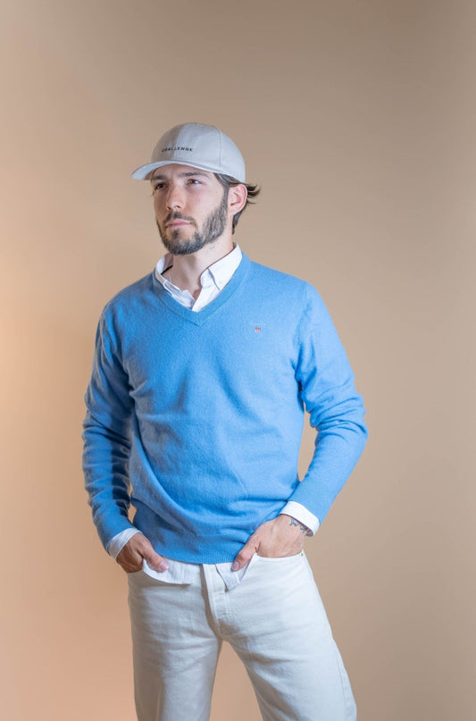 Pull Col V Gant Homme 858 - BLEU - M - amifrip - Friperie en ligne et vêtements vintage