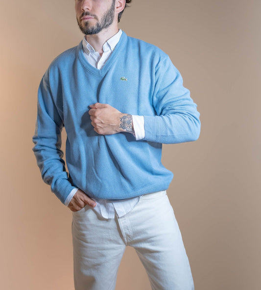 Pull Col V Lacoste Homme 865 - BLEU - M - amifrip - Friperie en ligne et vêtements vintage