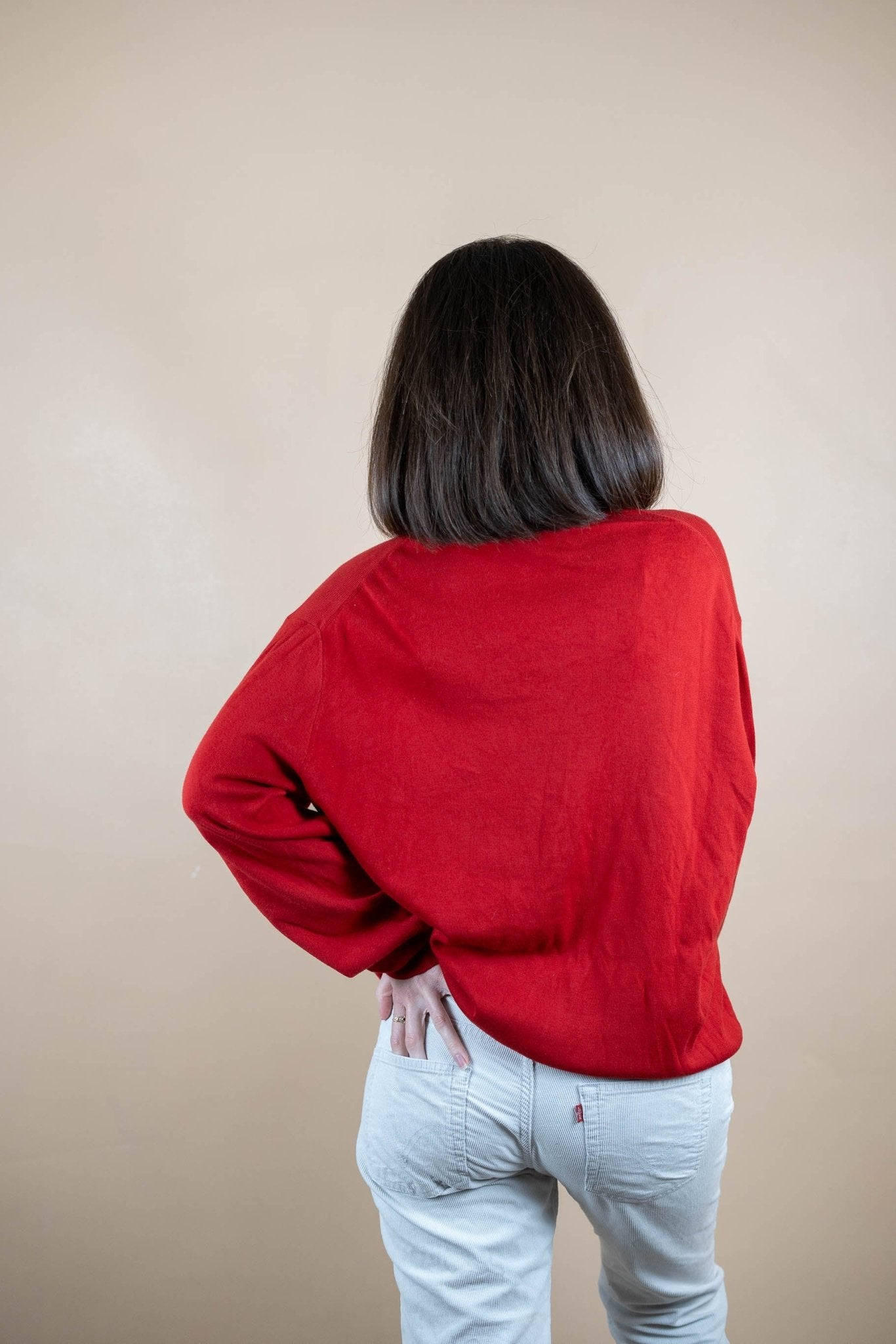 Pull Col V Ralph Lauren ref: 1542 - ROUGE - XL - amifrip - Friperie en ligne et vêtements vintage