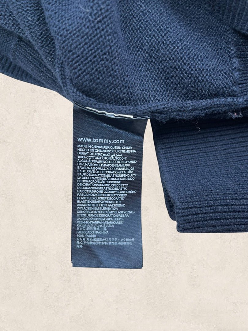 Pull Col Zippé Tommy Hilfiger Homme L Bleu Marine Coton - Ts0186 - amifrip