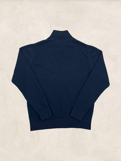 Pull Col Zippé Tommy Hilfiger Homme L Bleu Marine Coton - Ts0186 - amifrip