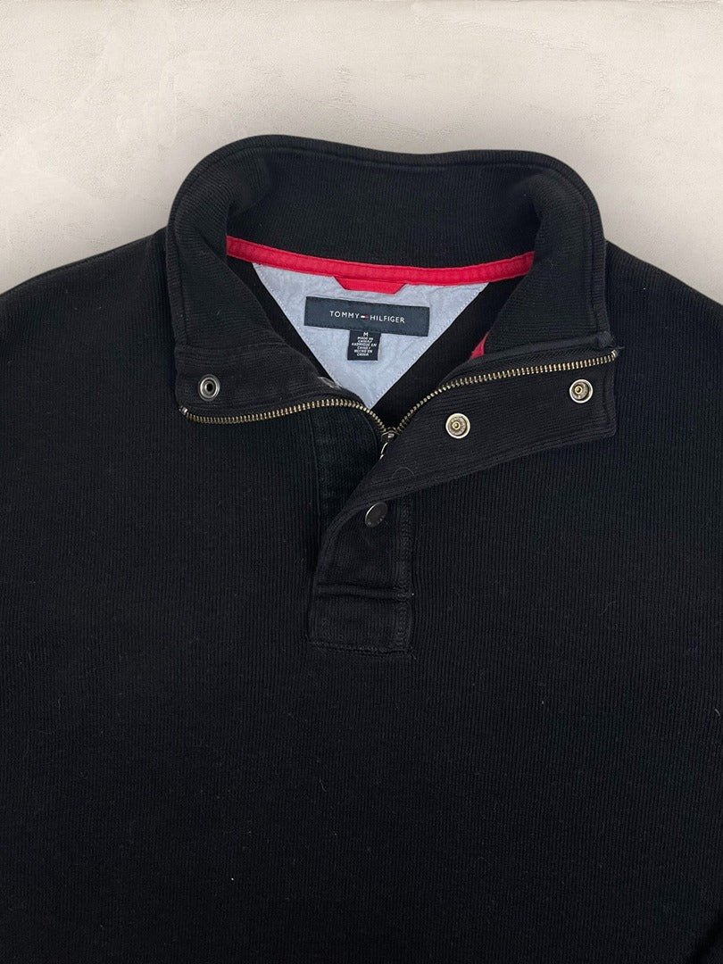 Pull col zippé Tommy Hilfiger - Homme M - Noir - Coton - Très bon état - Ts0242 - amifrip