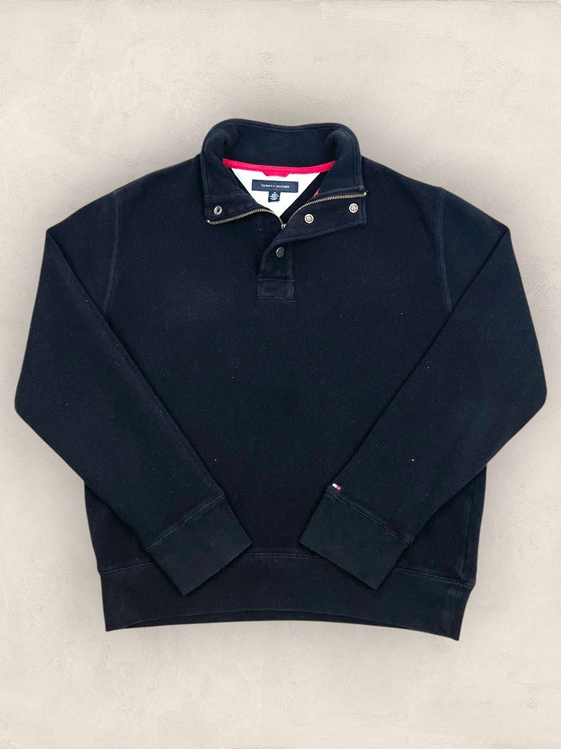 Pull col zippé Tommy Hilfiger - Homme M - Noir - Coton - Très bon état - Ts0242 - amifrip