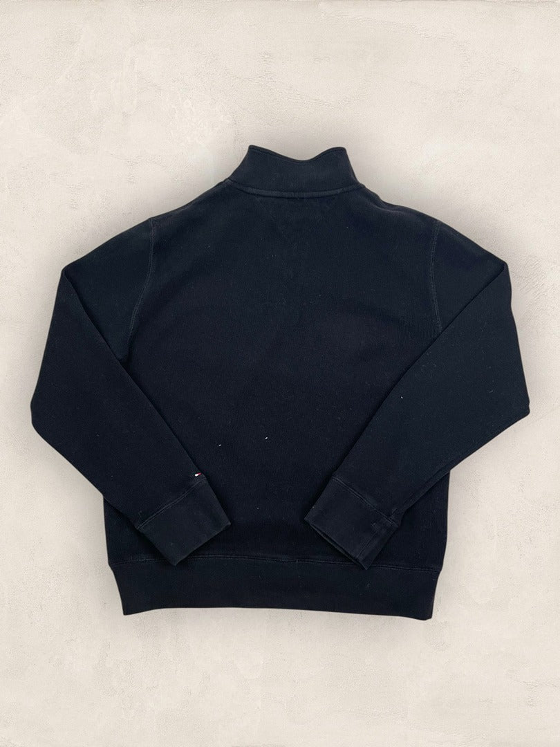 Pull col zippé Tommy Hilfiger - Homme M - Noir - Coton - Très bon état - Ts0242 - amifrip