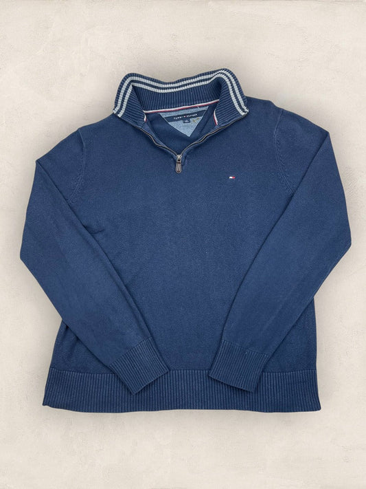 Pull Demi - zip Tommy Hilfiger - Homme L - Bleu - Coton - Tbe - Vl0315 - amifrip