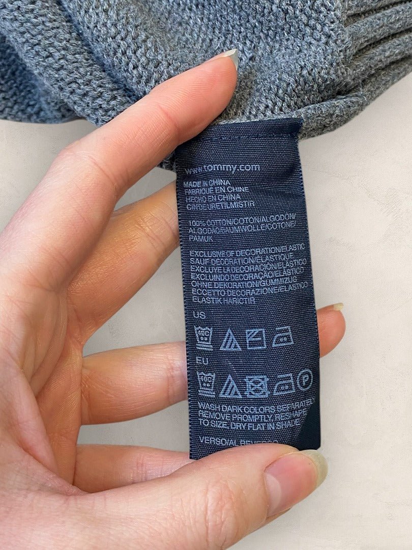 Pull demi - zip Tommy Hilfiger - homme L - gris - Très bon état - Ts0133 - amifrip