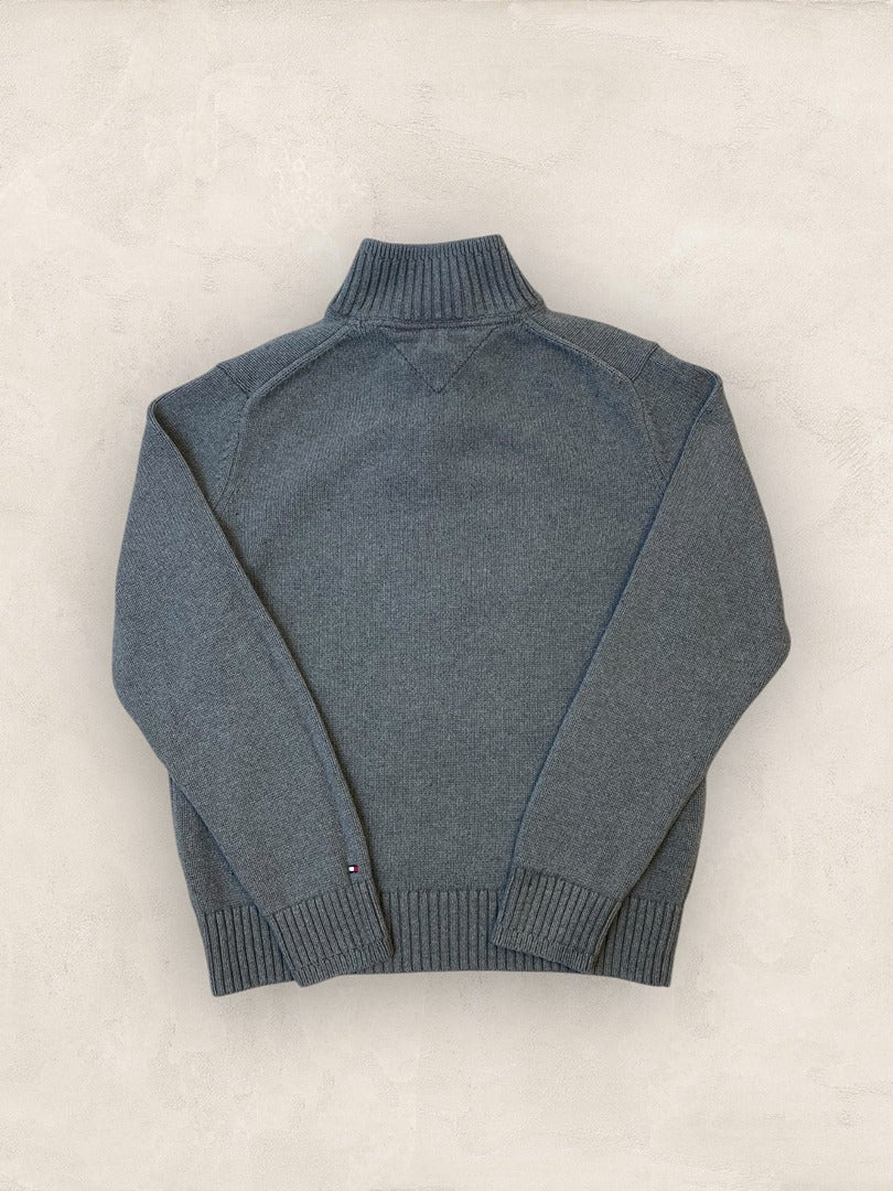 Pull demi - zip Tommy Hilfiger - homme L - gris - Très bon état - Ts0133 - amifrip