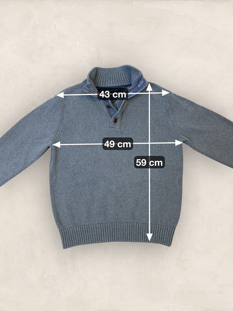 Pull demi - zip Tommy Hilfiger - homme L - gris - Très bon état - Ts0133 - amifrip