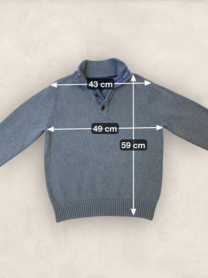 Pull demi - zip Tommy Hilfiger - homme L - gris - Très bon état - Ts0133 - amifrip