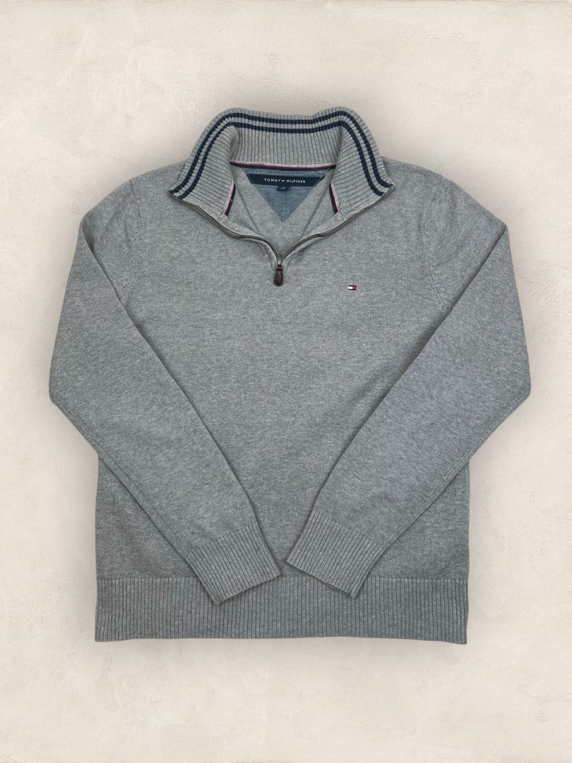 Pull Demi - zip Tommy Hilfiger - Homme M - Gris - Coton - Très bon état - Ts0252 - amifrip