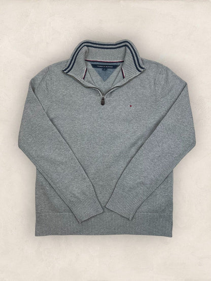 Pull Demi - zip Tommy Hilfiger - Homme M - Gris - Coton - Très bon état - Ts0252 - amifrip
