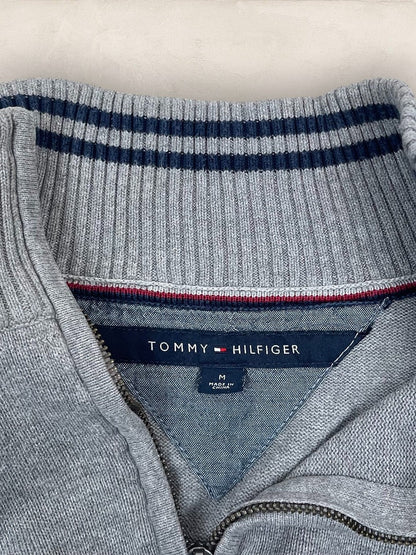 Pull Demi - zip Tommy Hilfiger - Homme M - Gris - Coton - Très bon état - Ts0252 - amifrip