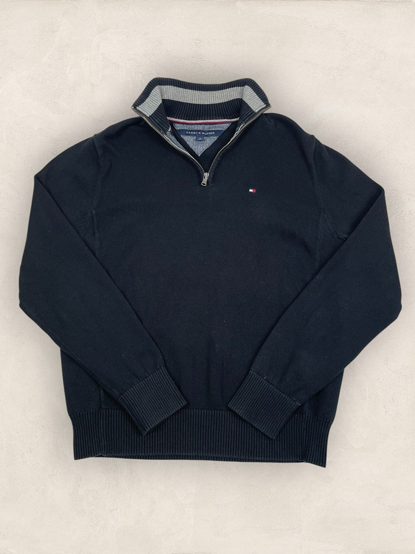 Pull demi - zip Tommy Hilfiger - Homme M - Navy - Coton - Vl0314 - amifrip