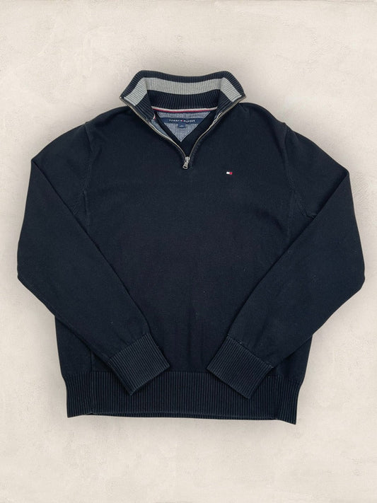 Pull demi - zip Tommy Hilfiger - Homme M - Navy - Coton - Vl0314 - amifrip