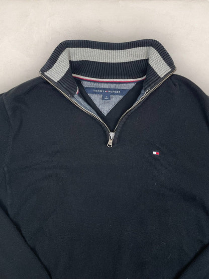 Pull demi - zip Tommy Hilfiger - Homme M - Navy - Coton - Vl0314 - amifrip