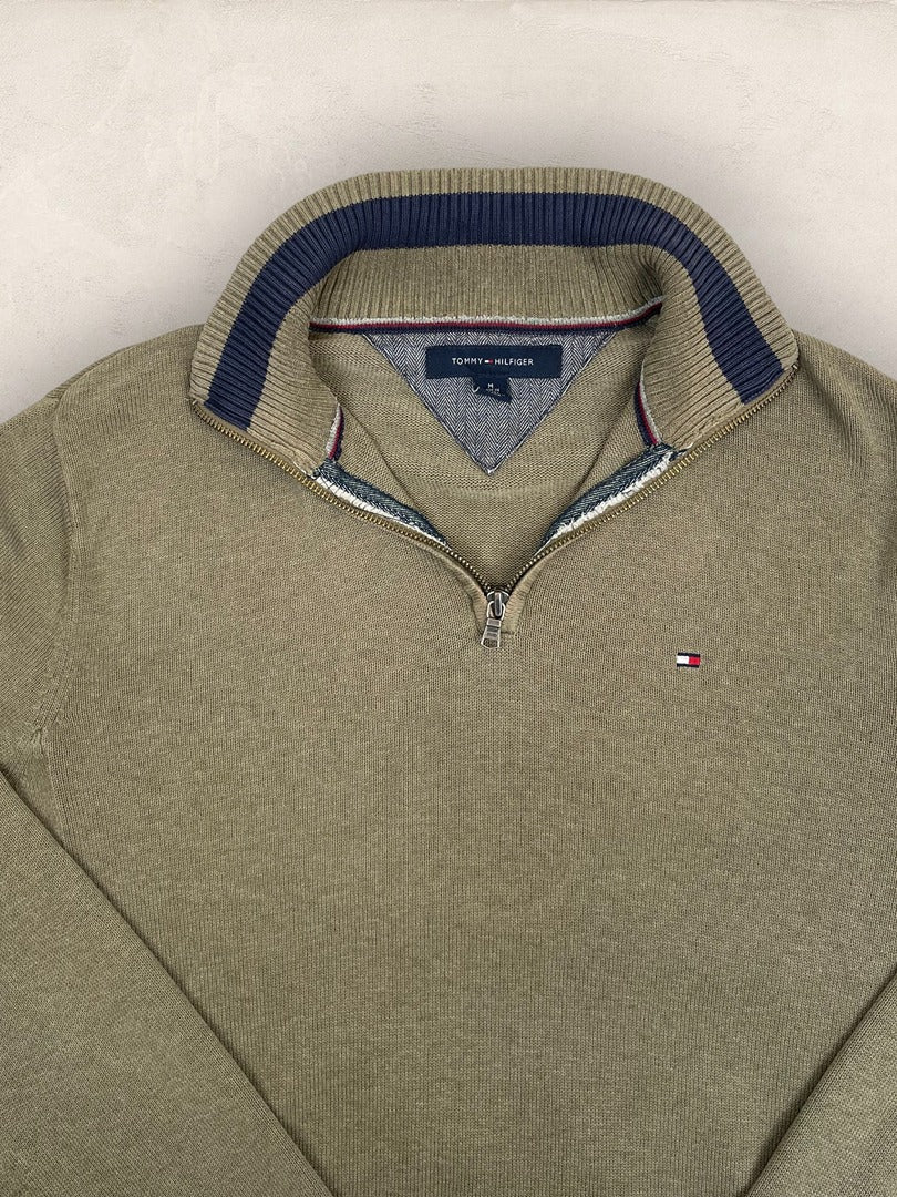 Pull Demi - zip Tommy Hilfiger - Homme M - Vert/kaki - Coton - Ts0253 - amifrip