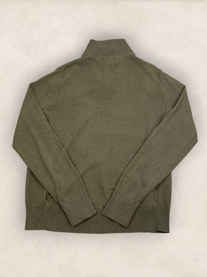 Pull Demi - zip Tommy Hilfiger - Homme M - Vert/kaki - Coton - Ts0253 - amifrip