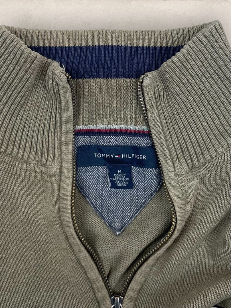 Pull Demi - zip Tommy Hilfiger - Homme M - Vert/kaki - Coton - Ts0253 - amifrip