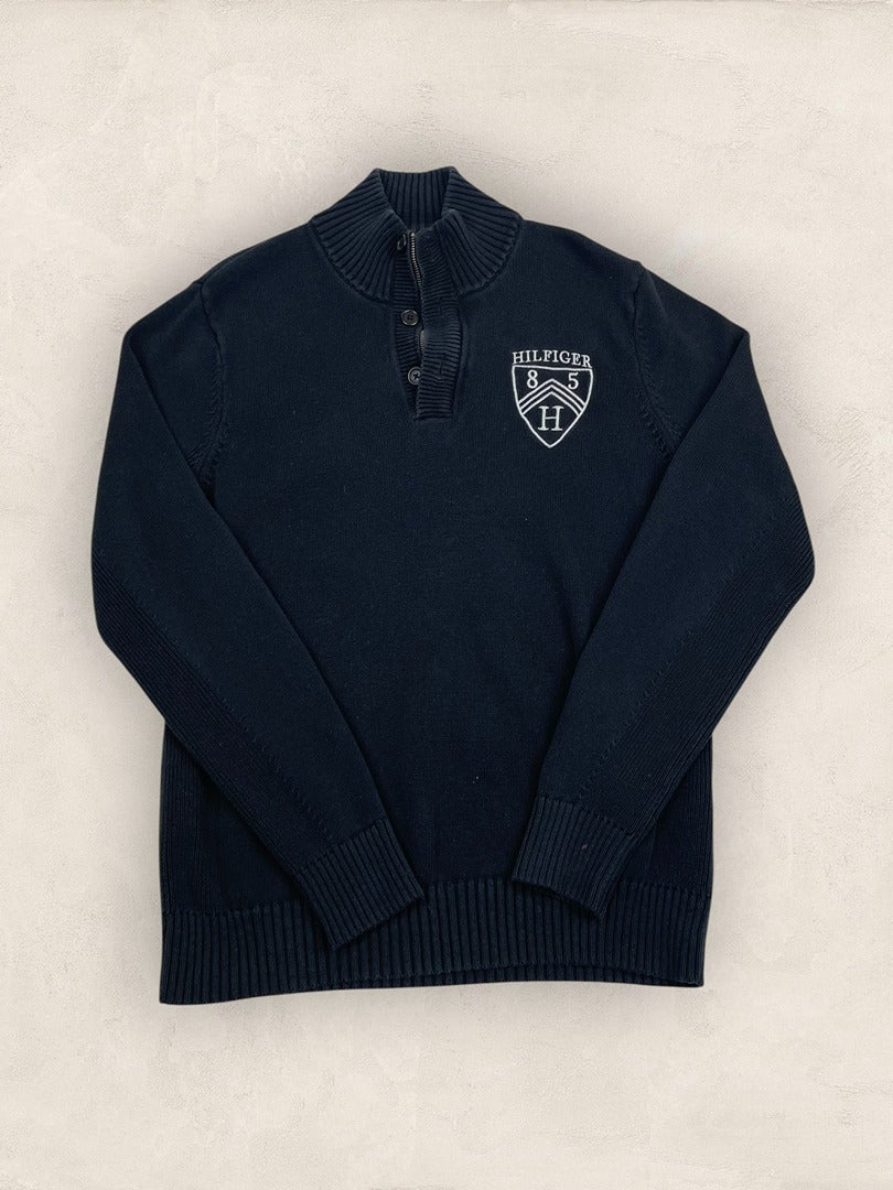 Pull demi - zip Tommy Hilfiger - Homme S - Navy - Coton - Vl0330 - amifrip