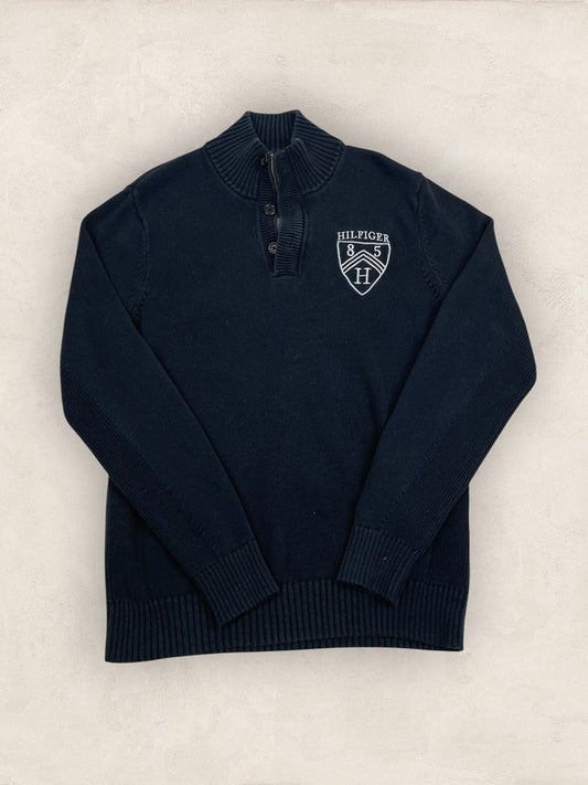 Pull demi - zip Tommy Hilfiger - Homme S - Navy - Coton - Vl0330 - amifrip