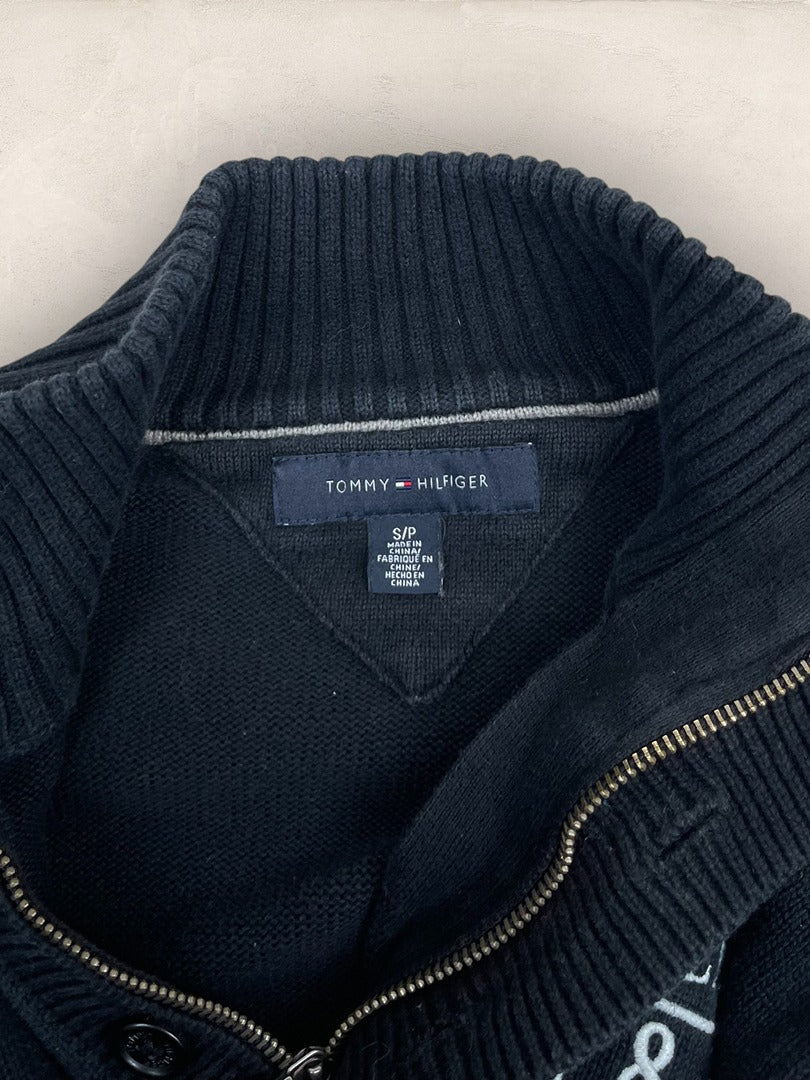 Pull demi - zip Tommy Hilfiger - Homme S - Navy - Coton - Vl0330 - amifrip