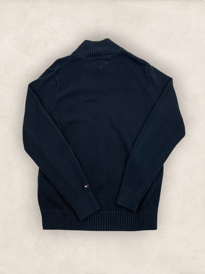 Pull demi - zip Tommy Hilfiger - Homme S - Navy - Coton - Vl0330 - amifrip