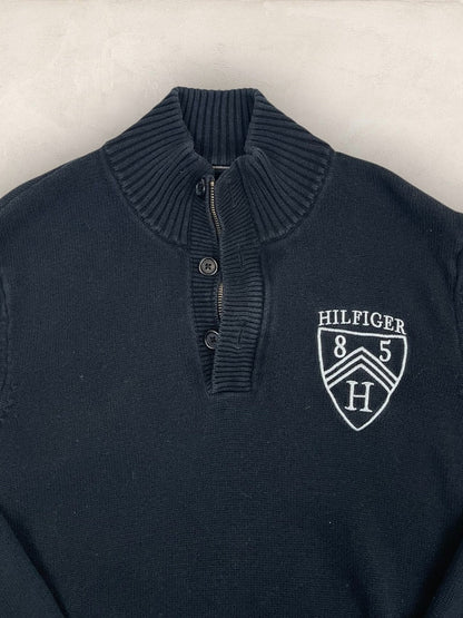 Pull demi - zip Tommy Hilfiger - Homme S - Navy - Coton - Vl0330 - amifrip