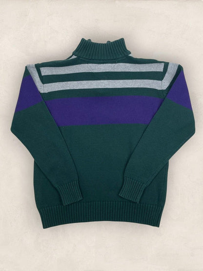 Pull demi - zip Tommy Hilfiger - Taille Xs - Vert, Violet - Coton - Très bon état - Ts0237 - amifrip