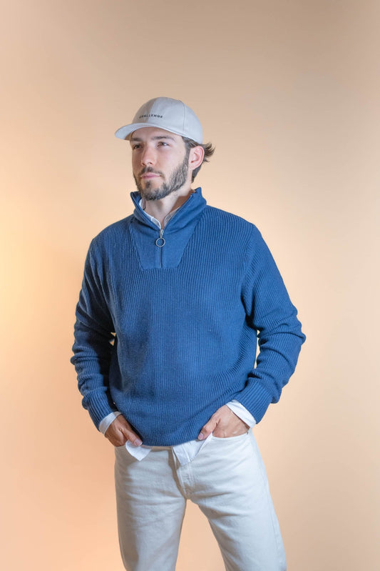 Pull Half - Zip Homme Bleu 640 - BLEU - L - amifrip - Friperie en ligne et vêtements vintage