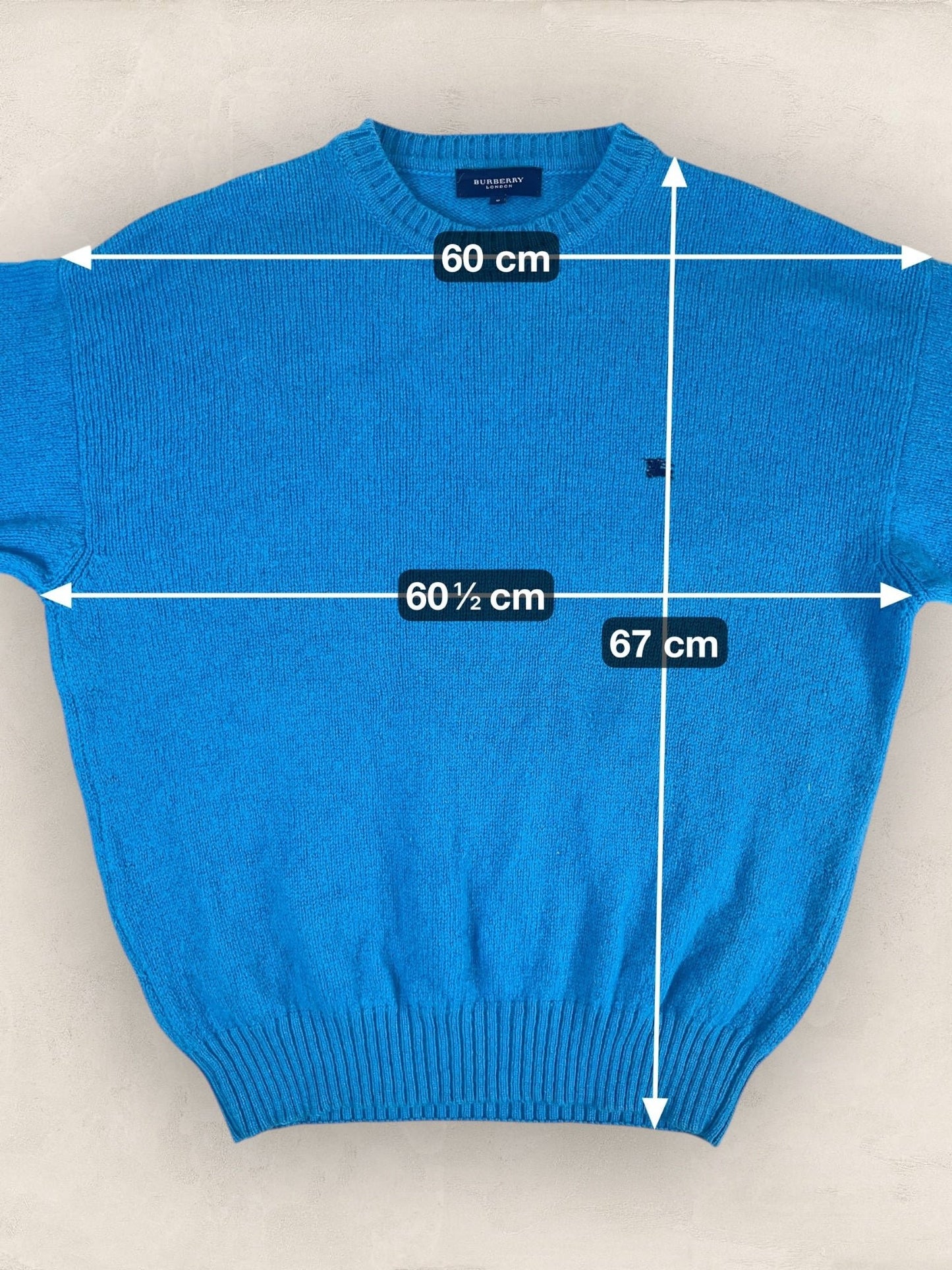 Pull Homme Burberry Col Rond Bleu L 100% Laine Ref:3762 - Bleu - L - amifrip