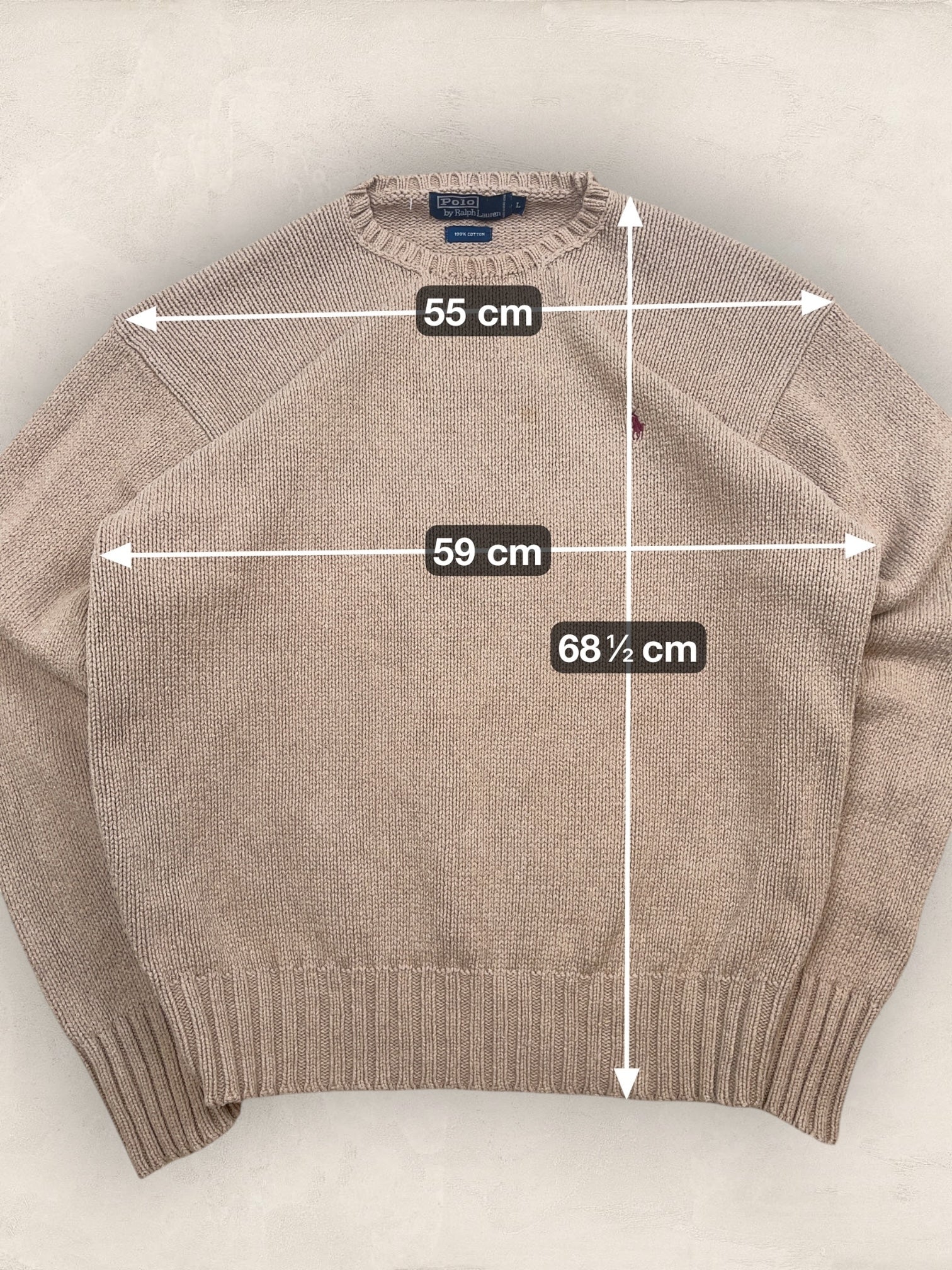 Pull Homme Col Rond Ralph Lauren Beige L Coton Ref:4053 - Beige - L - amifrip