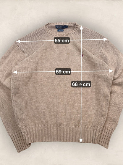 Pull Homme Col Rond Ralph Lauren Beige L Coton Ref:4053 - Beige - L - amifrip