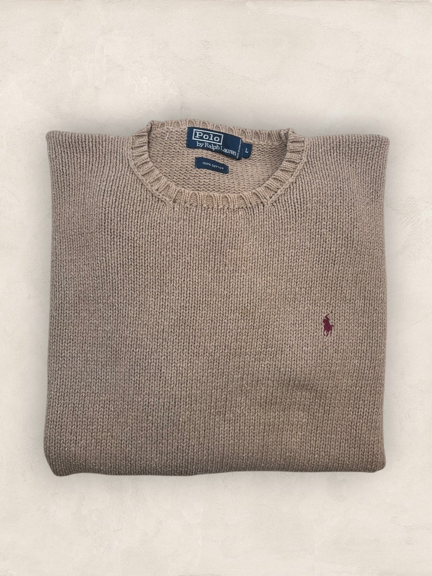 Pull Homme Col Rond Ralph Lauren Beige L Coton Ref:4053 - Beige - L - amifrip