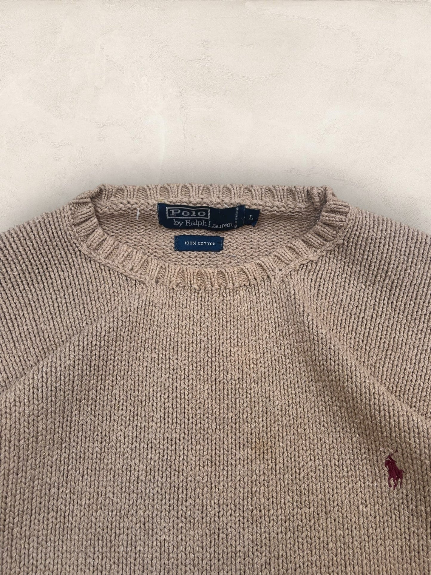 Pull Homme Col Rond Ralph Lauren Beige L Coton Ref:4053 - Beige - L - amifrip