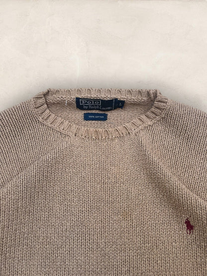 Pull Homme Col Rond Ralph Lauren Beige L Coton Ref:4053 - Beige - L - amifrip