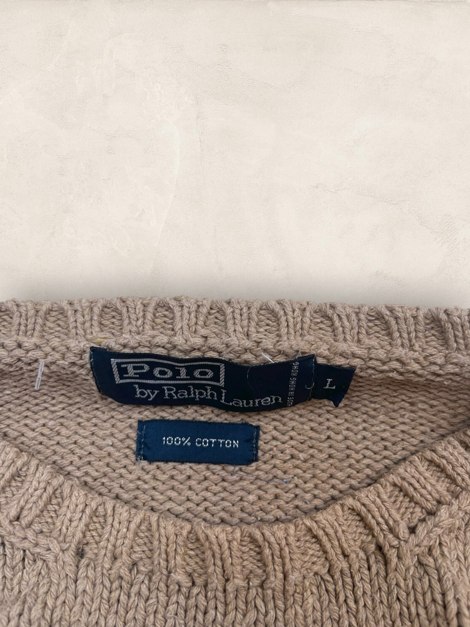 Pull Homme Col Rond Ralph Lauren Beige L Coton Ref:4053 - Beige - L - amifrip