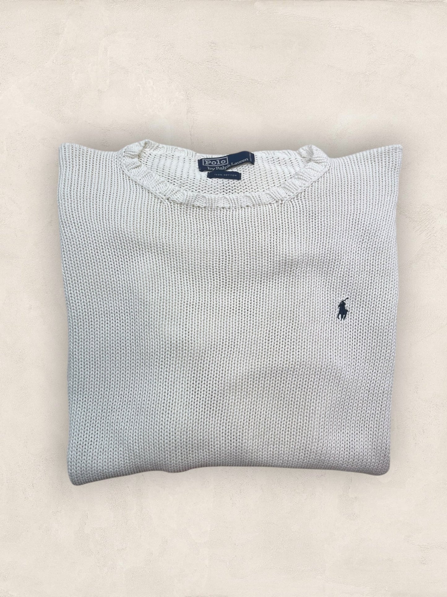 Pull Homme Col Rond Ralph Lauren Blanc L Coton Ref:4050 - Blanc - L - amifrip