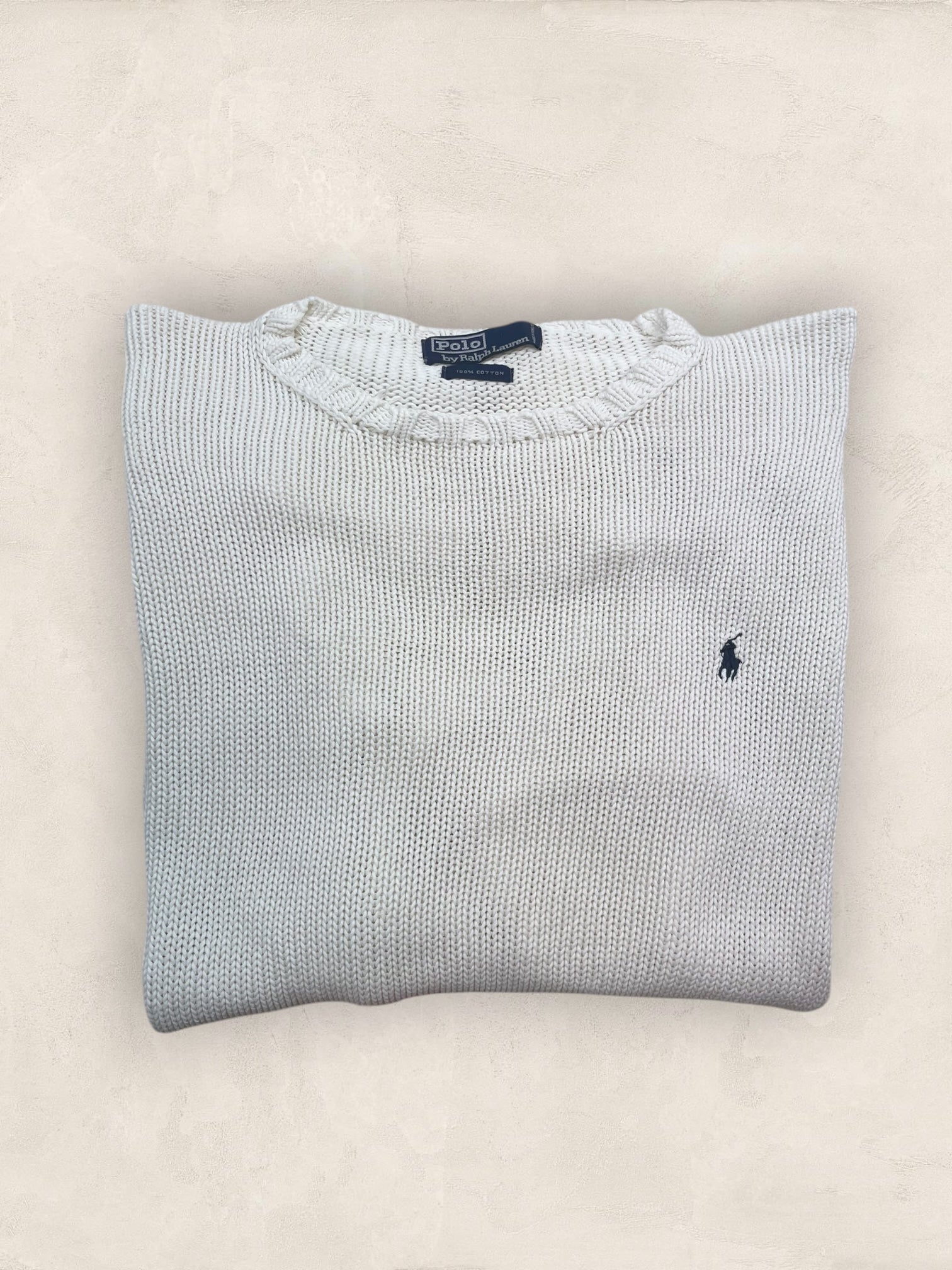 Pull Homme Col Rond Ralph Lauren Blanc L Coton Ref:4050 - Blanc - L - amifrip